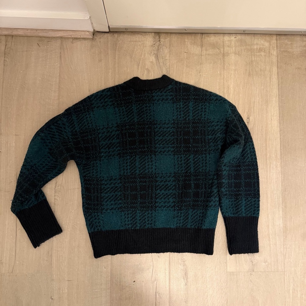 Abercrombie & Fitch Dark Green and Black Plaid Crewneck Sweater XS - Picture 5 of 6